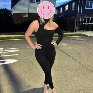 Zara Black Ribbed Cutout Jumpsuit